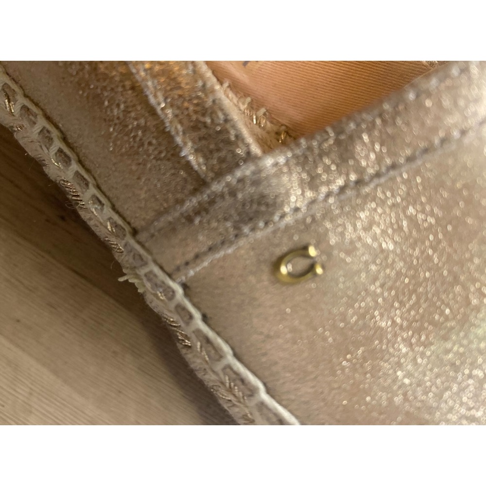 Coach Casey Espadrille Flats Metallic Leather Rose Gold Womens Shoes Size 6B - Picture 5 of 11